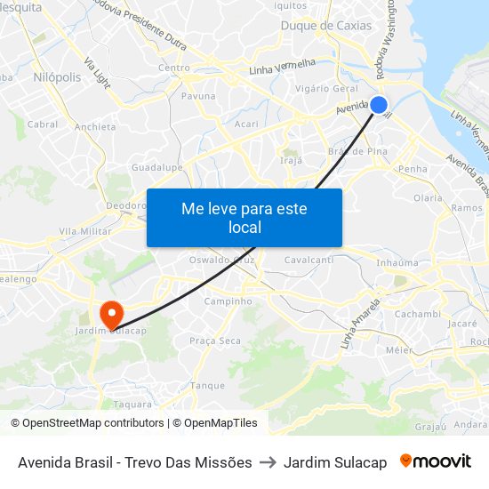 Avenida Brasil - Trevo Das Missões to Jardim Sulacap map