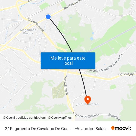 2° Regimento De Cavalaria De Guarda to Jardim Sulacap map