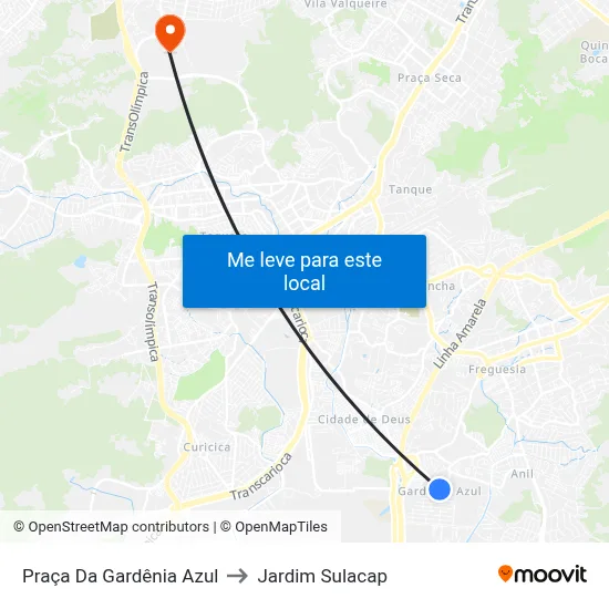 Praça Da Gardênia Azul to Jardim Sulacap map