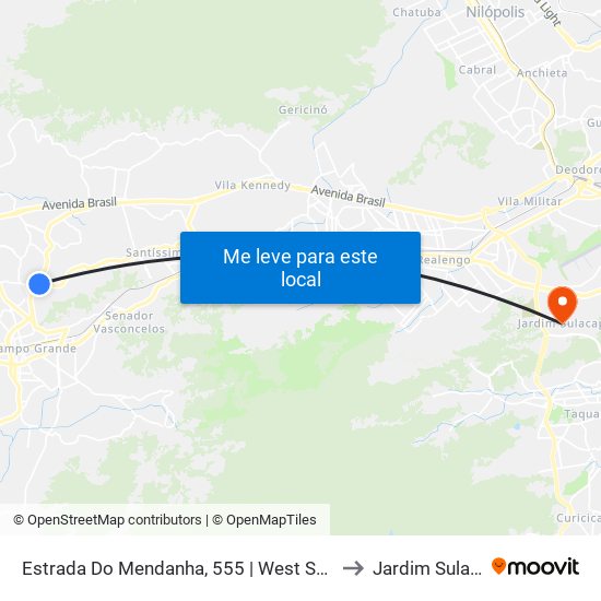 Estrada Do Mendanha, 555 | West Shopping to Jardim Sulacap map