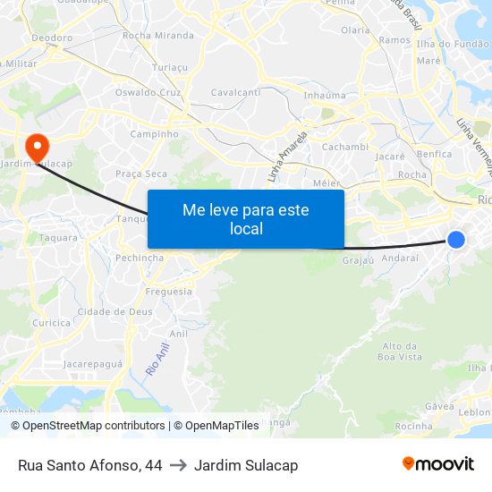 Rua Santo Afonso, 44 to Jardim Sulacap map