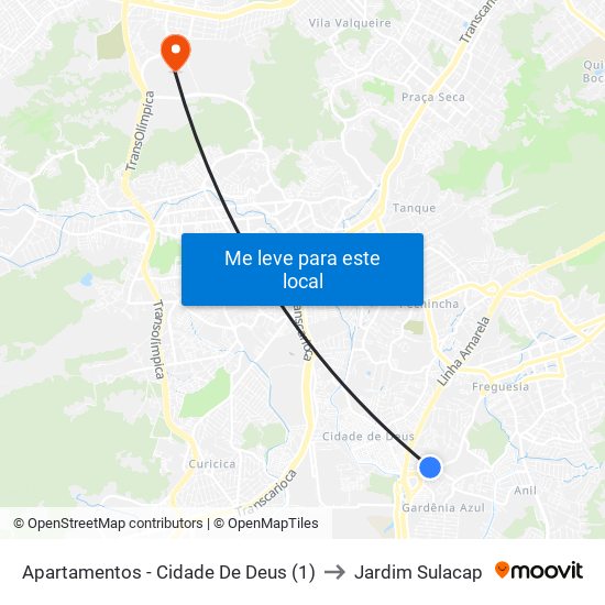 Apartamentos - Cidade De Deus (1) to Jardim Sulacap map