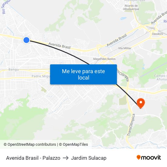 Avenida Brasil - Palazzo to Jardim Sulacap map