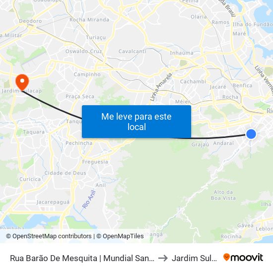 Rua Barão De Mesquita | Mundial Santo Afonso to Jardim Sulacap map