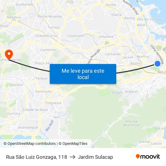 Rua São Luiz Gonzaga, 118 to Jardim Sulacap map