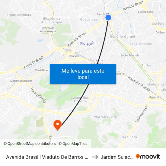 Avenida Brasil | Viaduto De Barros Filho to Jardim Sulacap map