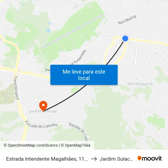 Estrada Intendente Magalhães, 1160 to Jardim Sulacap map