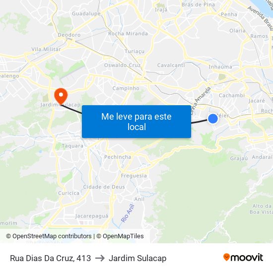 Rua Dias Da Cruz, 413 to Jardim Sulacap map
