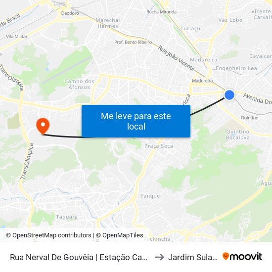 Rua Nerval De Gouvêia | Estação Cascadura to Jardim Sulacap map