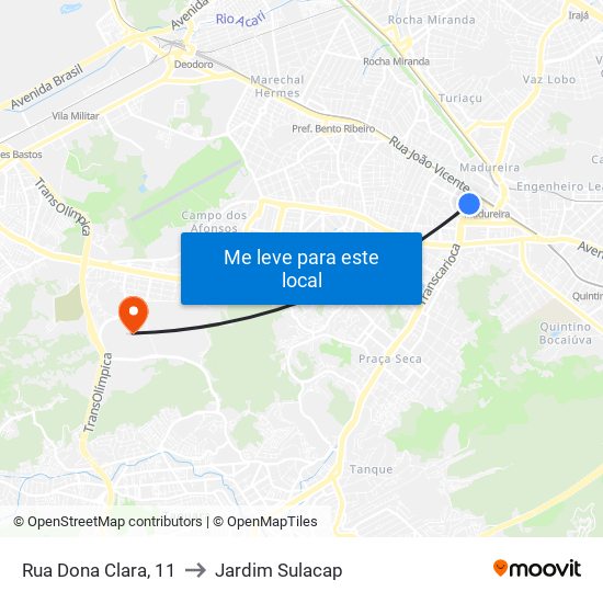 Rua Dona Clara, 11 to Jardim Sulacap map