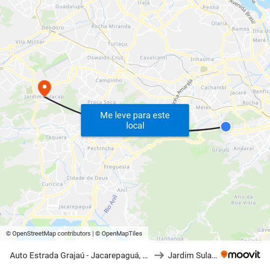 Auto Estrada Grajaú - Jacarepaguá, 452-522 to Jardim Sulacap map