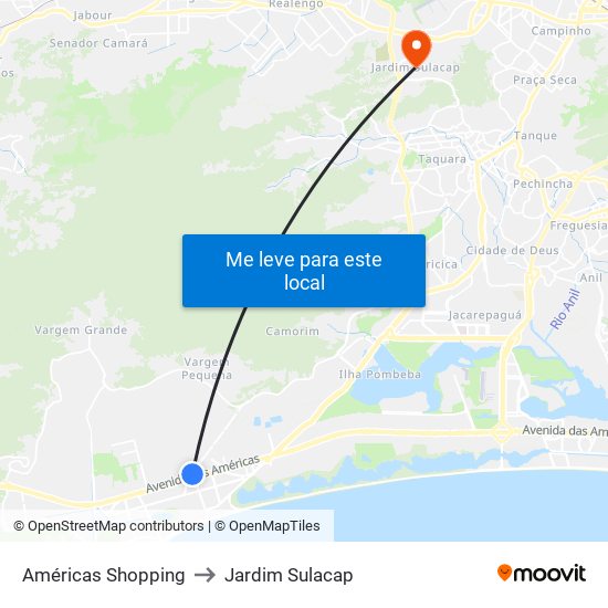 Américas Shopping to Jardim Sulacap map