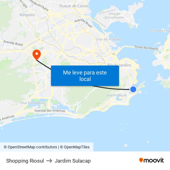 Shopping Riosul to Jardim Sulacap map