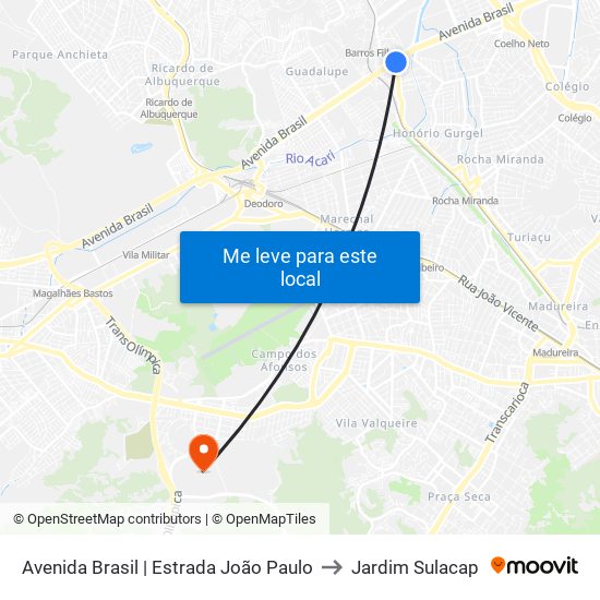 Avenida Brasil | Estrada João Paulo to Jardim Sulacap map