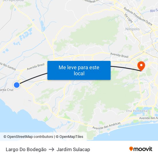 Largo Do Bodegão to Jardim Sulacap map