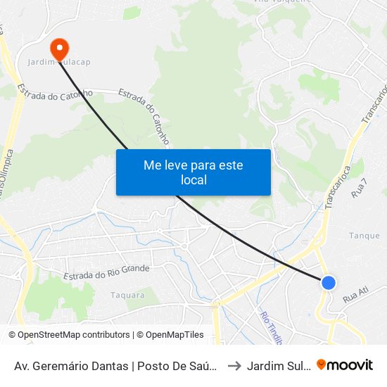 Av. Geremário Dantas | Posto De Saúde Do Tanque to Jardim Sulacap map