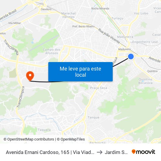Avenida Ernani Cardoso, 165 | Via Viaduto De Cascadura to Jardim Sulacap map