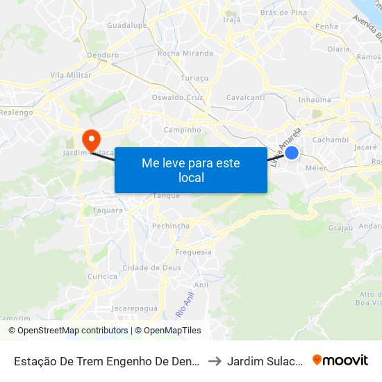Estação De Trem Engenho De Dentro to Jardim Sulacap map