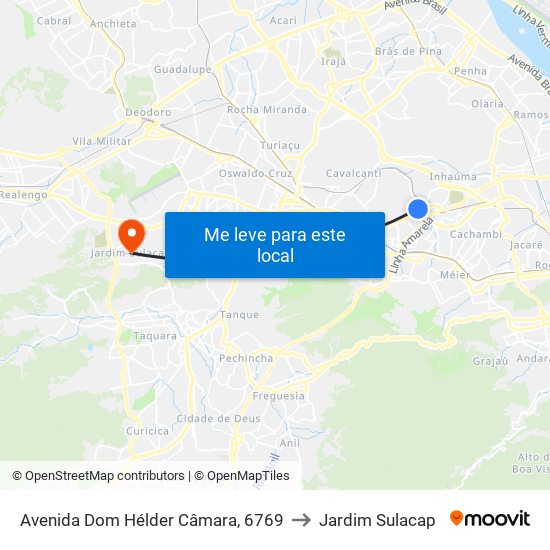 Avenida Dom Hélder Câmara, 6769 to Jardim Sulacap map