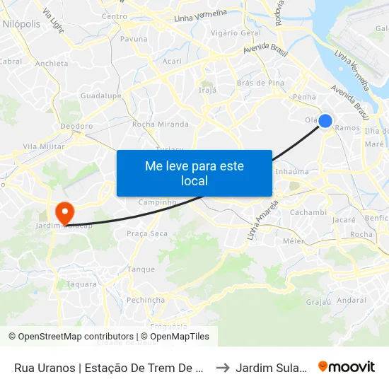 Rua Uranos | Estação De Trem De Olaria to Jardim Sulacap map