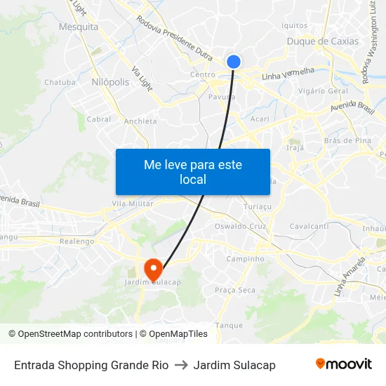 Entrada Shopping Grande Rio to Jardim Sulacap map