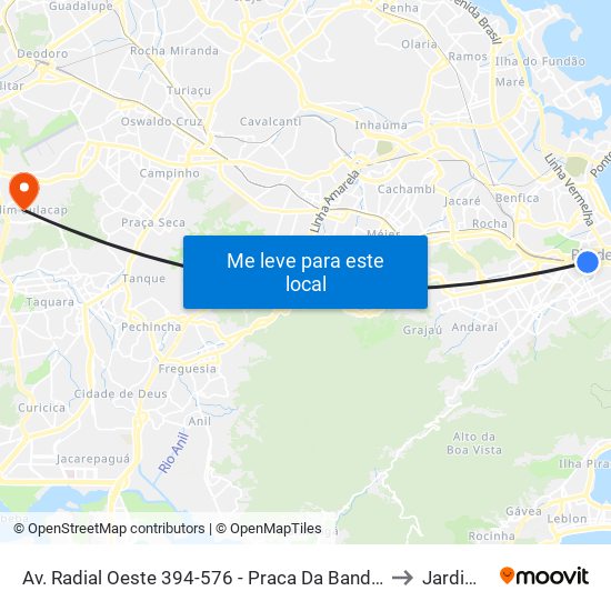 Av. Radial Oeste 394-576 - Praca Da Bandeira Rio De Janeiro - Rj 20271-320 Brasil to Jardim Sulacap map
