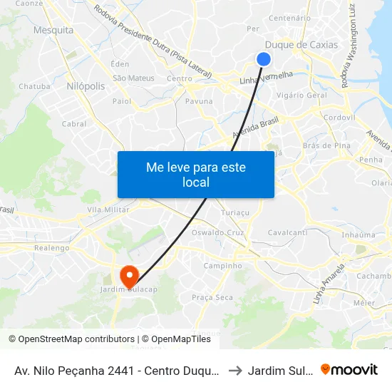Av. Nilo Peçanha 2441 - Centro Duque De Caxias to Jardim Sulacap map