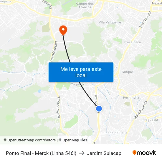 Ponto Final - Merck (Linha 546l) to Jardim Sulacap map