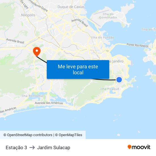 Estação 3 to Jardim Sulacap map