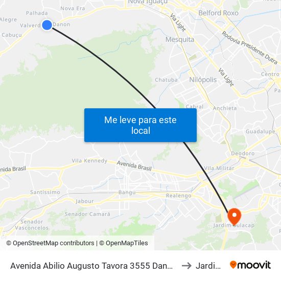 Avenida Abilio Augusto Tavora 3555 Danon Nova Iguaçu - Rio De Janeiro 26270 Brasil to Jardim Sulacap map