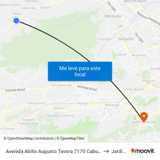 Avenida Abilio Augusto Tavora 7170 Cabuçu Nova Iguaçu - Rio De Janeiro 26291 Brasil to Jardim Sulacap map
