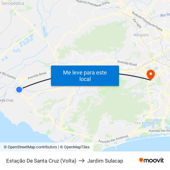 Estação De Santa Cruz (Volta) to Jardim Sulacap map