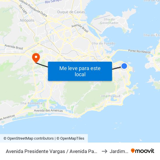 Avenida Presidente Vargas / Avenida Passos - Pista Lateral (Intermunicipais) to Jardim Sulacap map