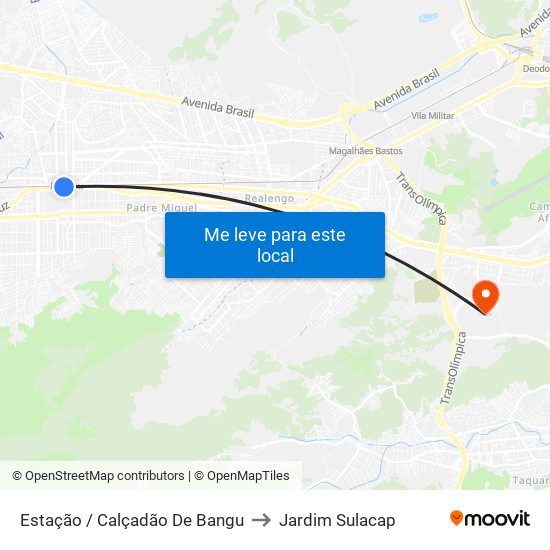 Estação / Calçadão De Bangu to Jardim Sulacap map