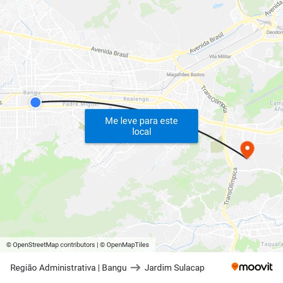 Região Administrativa | Bangu to Jardim Sulacap map