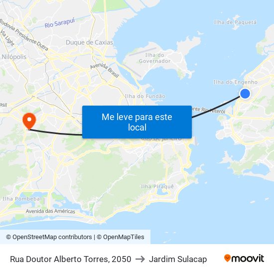 Rua Doutor Alberto Torres, 2050 to Jardim Sulacap map