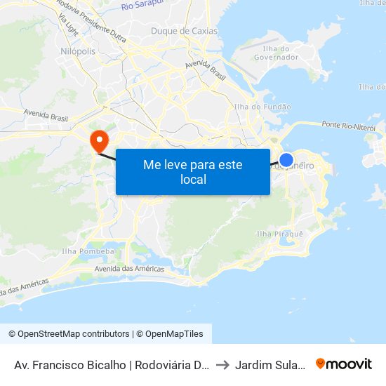 Av. Francisco Bicalho | Rodoviária Do Rio to Jardim Sulacap map