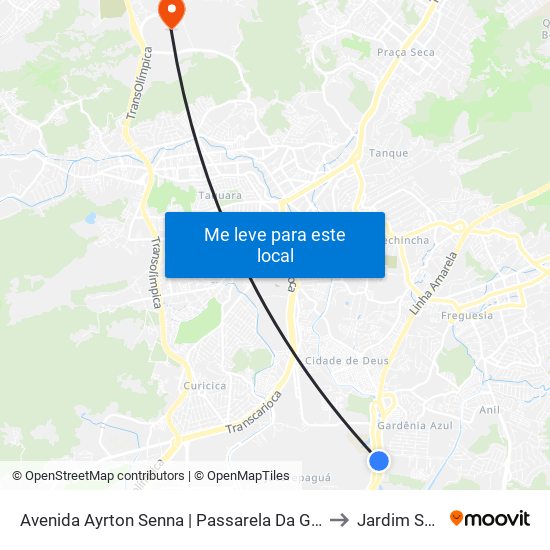 Avenida Ayrton Senna | Passarela Da Gardênia | Uptown to Jardim Sulacap map