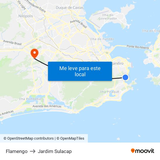 Flamengo to Jardim Sulacap map