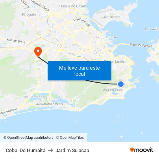 Cobal Do Humaitá to Jardim Sulacap map
