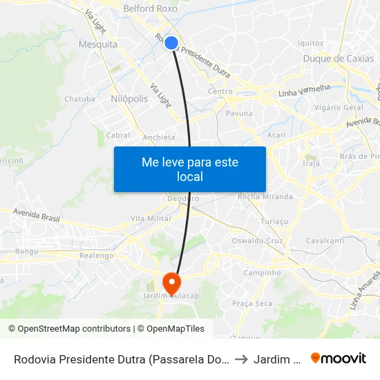 Rodovia Presidente Dutra (Passarela Do Oásis/Coelho Da Rocha) to Jardim Sulacap map