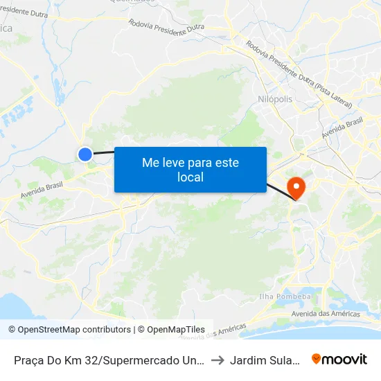 Praça Do Km 32/Supermercado Unidos to Jardim Sulacap map