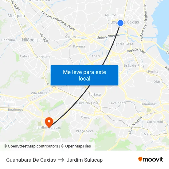 Guanabara De Caxias to Jardim Sulacap map