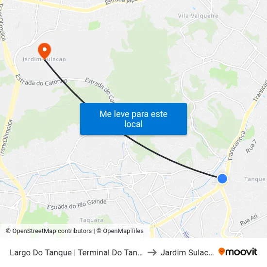 Largo Do Tanque | Terminal Do Tanque to Jardim Sulacap map