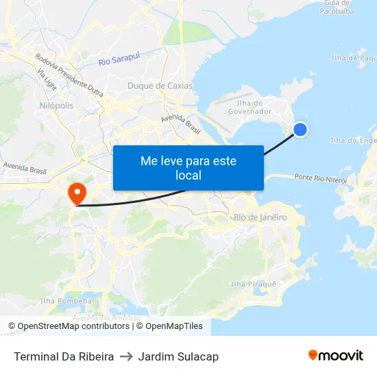 Terminal Da Ribeira to Jardim Sulacap map