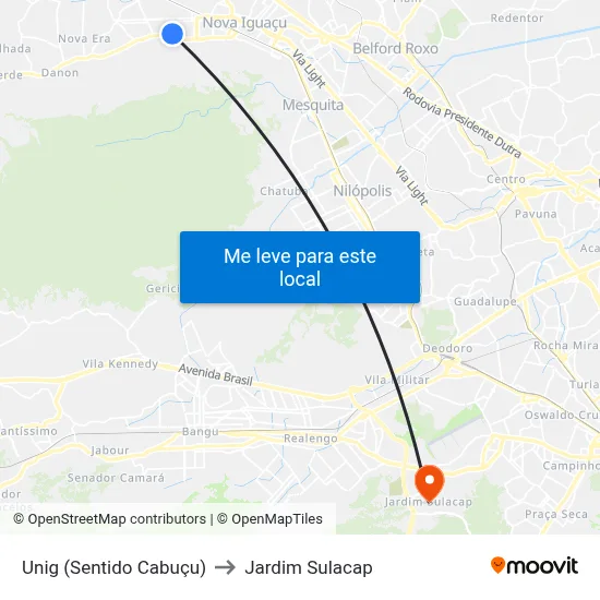 Unig (Sentido Cabuçu) to Jardim Sulacap map