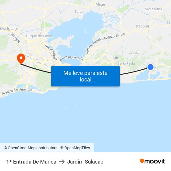1ª Entrada De Maricá to Jardim Sulacap map