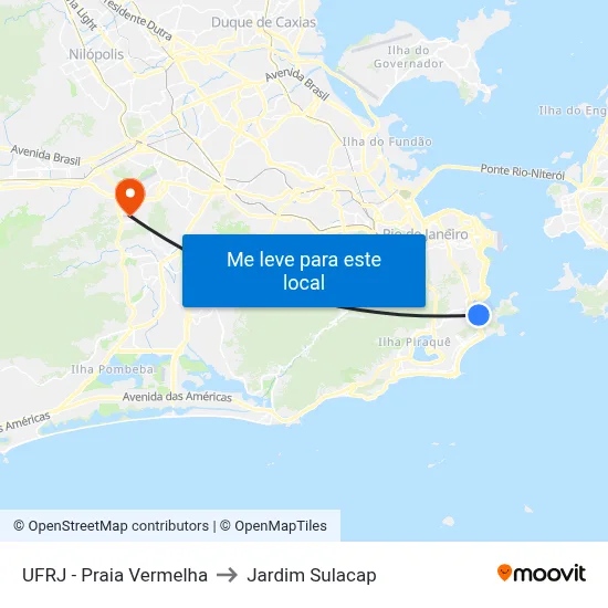 UFRJ - Praia Vermelha to Jardim Sulacap map