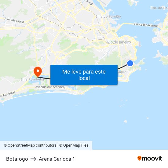 Botafogo to Arena Carioca 1 map