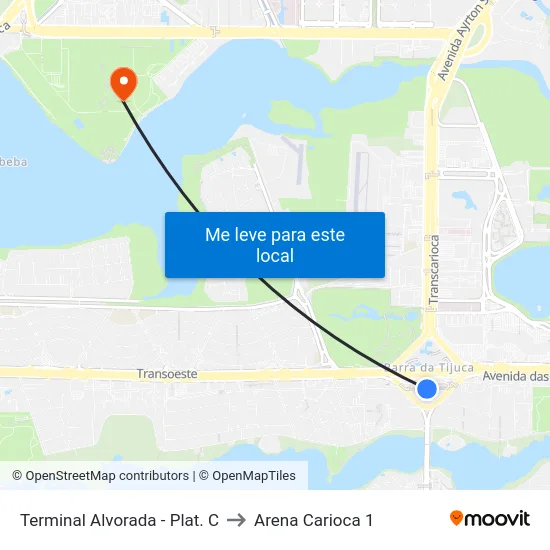 Terminal Alvorada - Plat. C to Arena Carioca 1 map